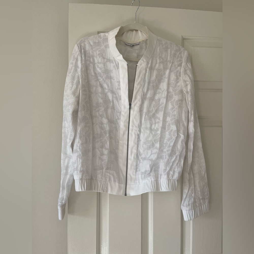 White Lightweight Bomber Jacket by Waverly Grey